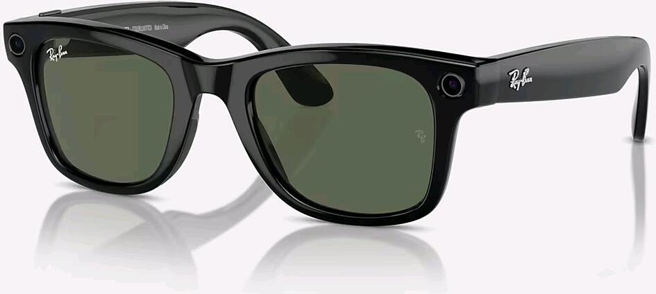 Meta Ray-Ban Wayfarer, AI brýle, Shiny Black, G15 Green
