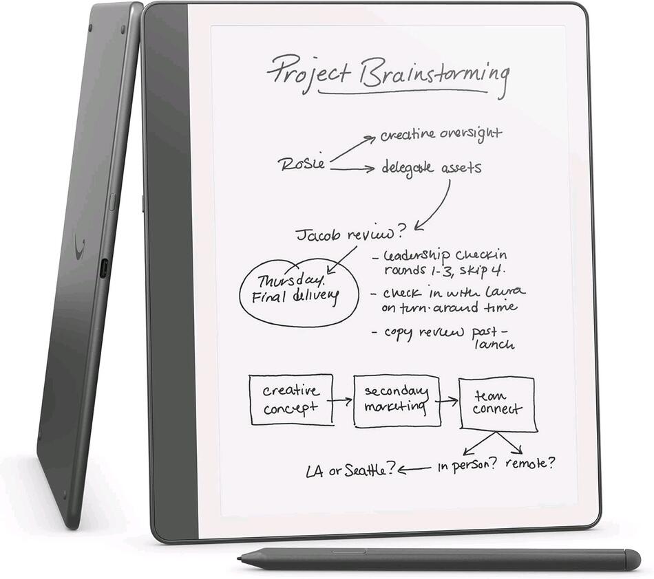 E-book AMAZON Kindle Scribe 2024 (16 GB), Premium Pen, tungsten, BEZ REKLAM