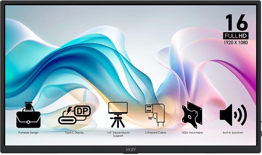 MSI Pro/MP165 E6 / 15,6" / IPS / FHD / 60Hz / 4ms / Černá / 3R (PRO MP165 E6)