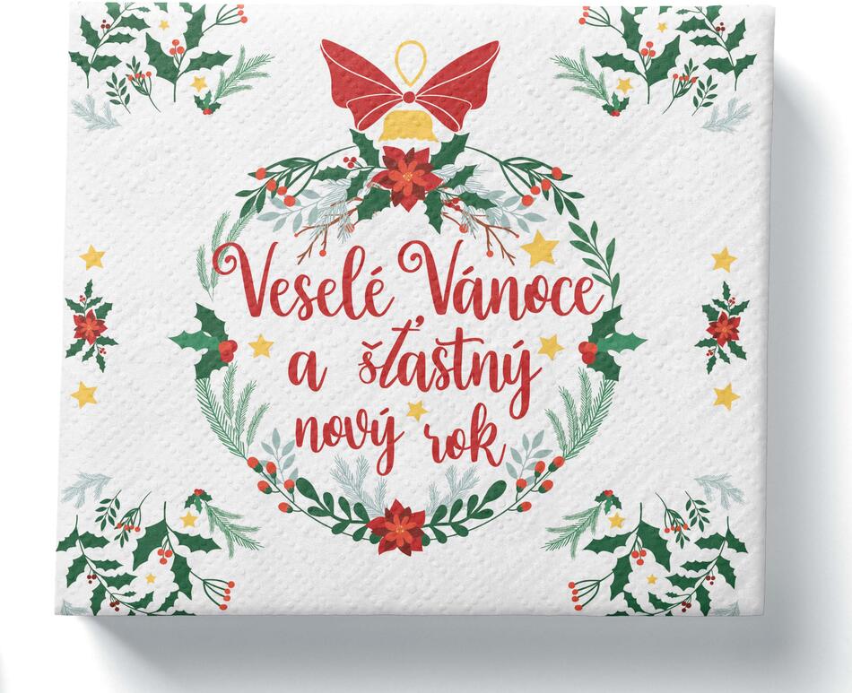 PROCOS UBROUSKY VÁNOČNÍ VESELÉ VÁNOCE 3VRSTVÉ 33X33CM