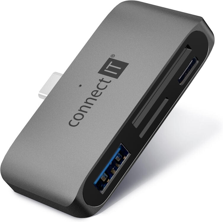 CONNECT IT CompactPRO externí USB-C hub + čtečka karet ANTRACITOVÁ (CHU-5060-AN)