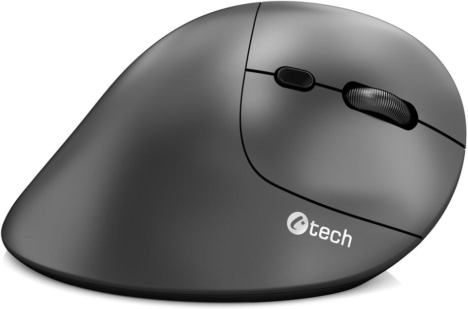 Myš C-TECH VEM-12, vertikální, Dual mode, bezdrátová, BT5.0 + 2,4GHz, 3200DPI, černá