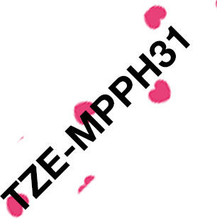Brother TZe-MPPH31, růžová srdíčka/černá, 12mm (TZEMPPH31)