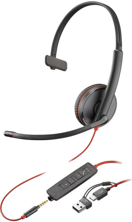 HP Poly BW 3215 náhlavní souprava Mono USB-C +USB-C/A +3,5 mm jack (8X227AA)
