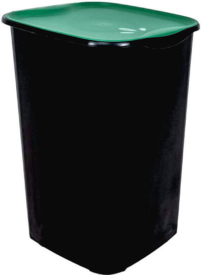 Belli E Forti koš na tříděný odpad RECYCLING, černý, plast, zelené víko, 50 L