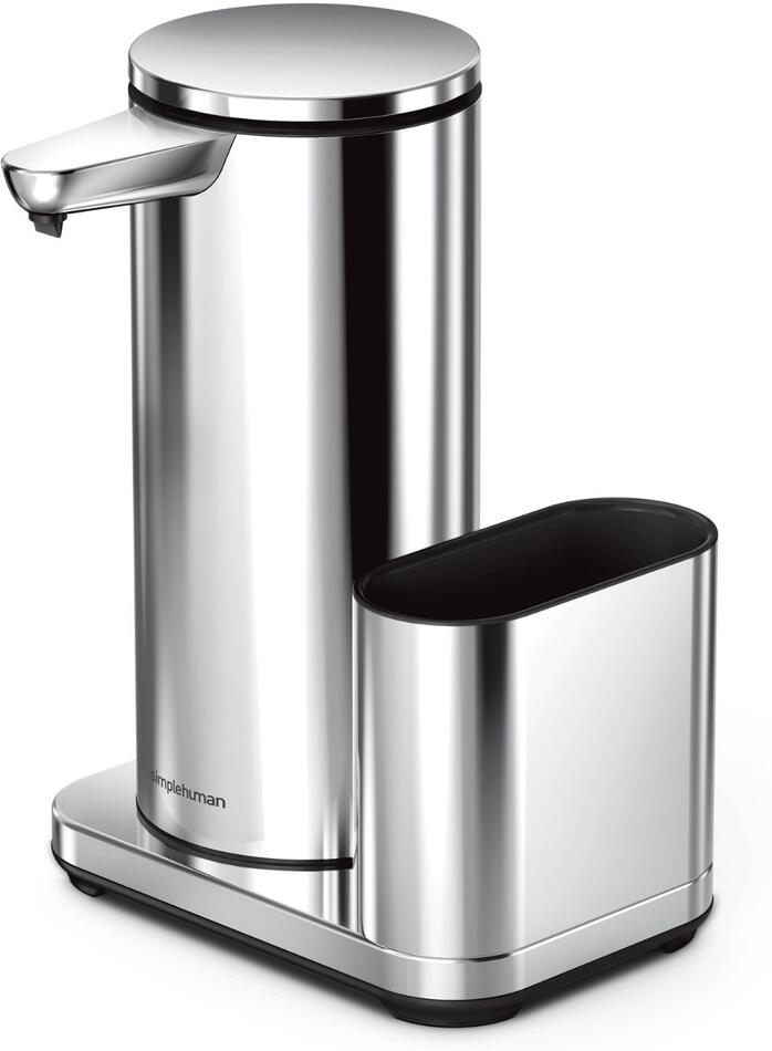 Simplehuman bezdotykový dávkovač – 414 ml + držák houbičky, lesklá nerez, dobíjecí ST1091