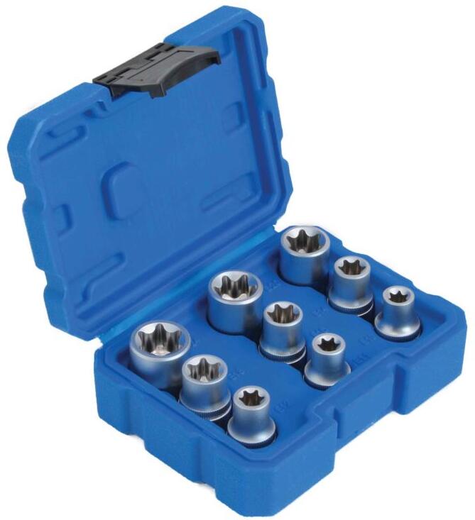 Nástrčné klíče, E-Torx, 1/2", E10 - E24, 9 ks - SSE912 Asta