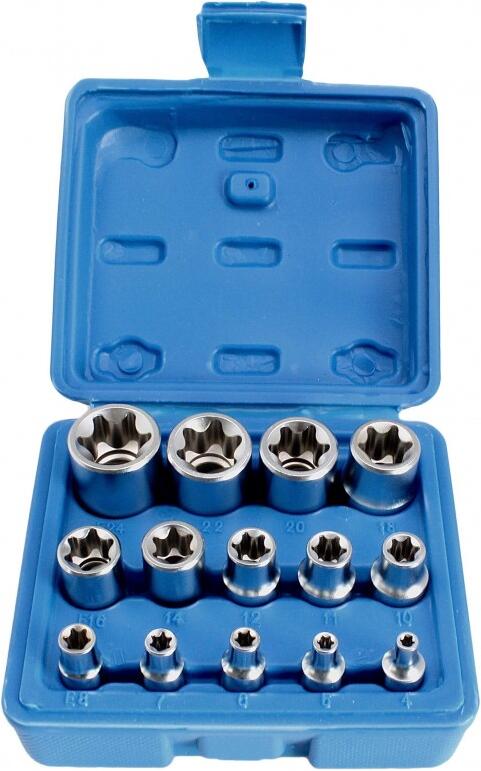 Nástrčné klíče, E-Torx, E4 - E24, 1/4", 3/8'', 1/2'', 14 ks - S-P14ES Asta