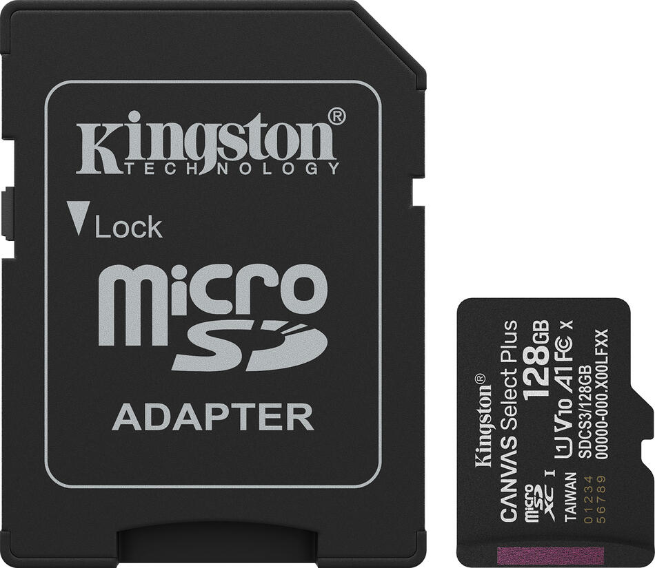 Kingston Canvas Select Plus/Micro SDXC/128GB/UHS-I U1 / Class 10/+ Adaptér (SDCS3/128GB)