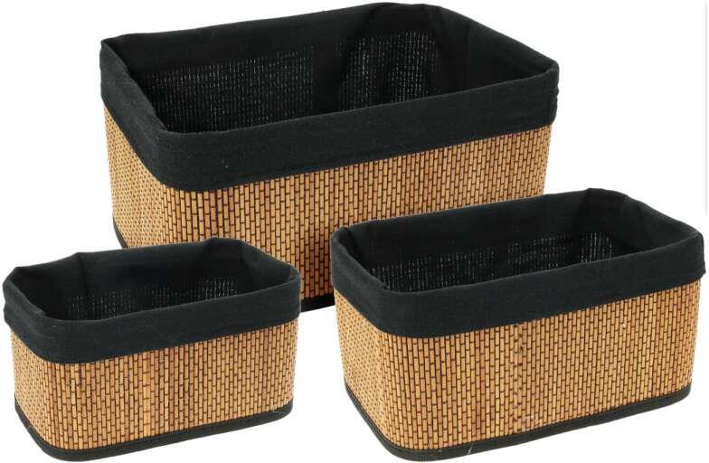 HOMESTYLING Sada košíků 3 ks bambus/len KO-KR9000090