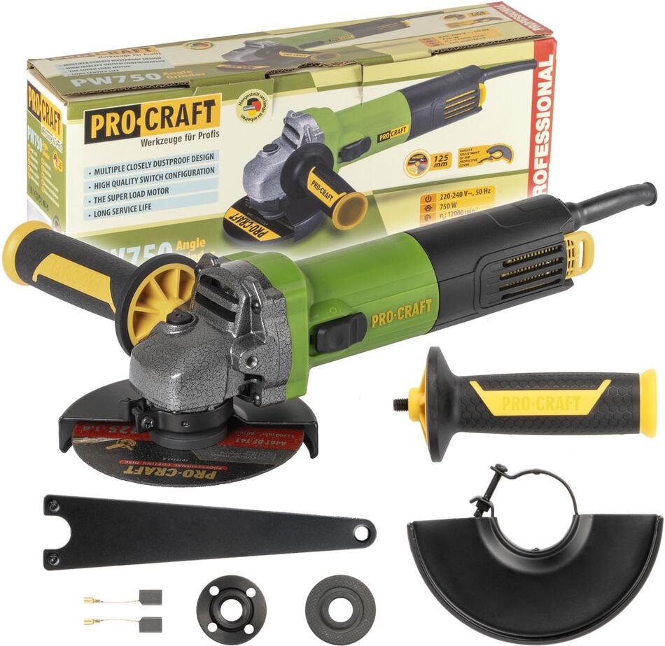Úhlová bruska Procraft PW750, 125mm / PW750