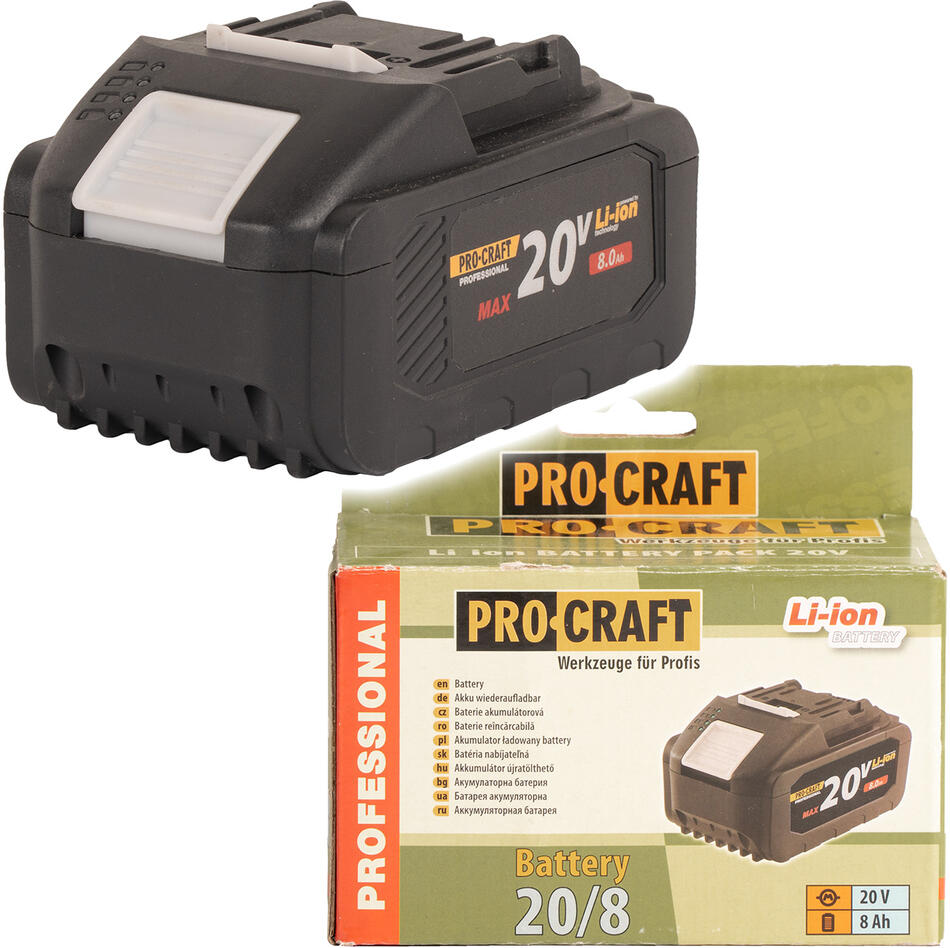 Akumulátorová baterie Procraft 20V Li-ion 8000mAh 20/8