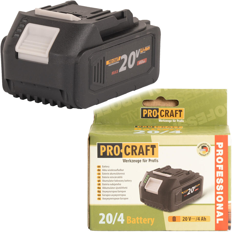 Baterie akumulátorová 20V Li-ion, 4000mAh Procraft 20/4 / 20/4