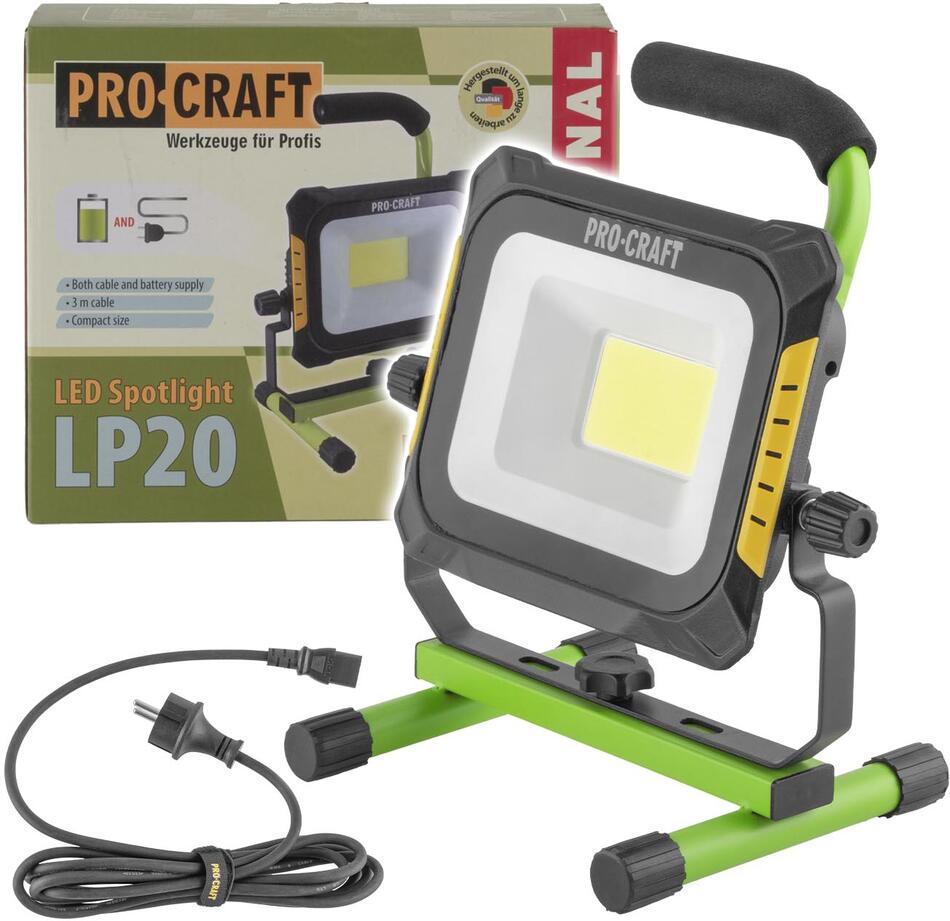 LED svítilna (reflektor) aku/220V Procraft LP20 bez akumulátoru a nabíječky / LP20