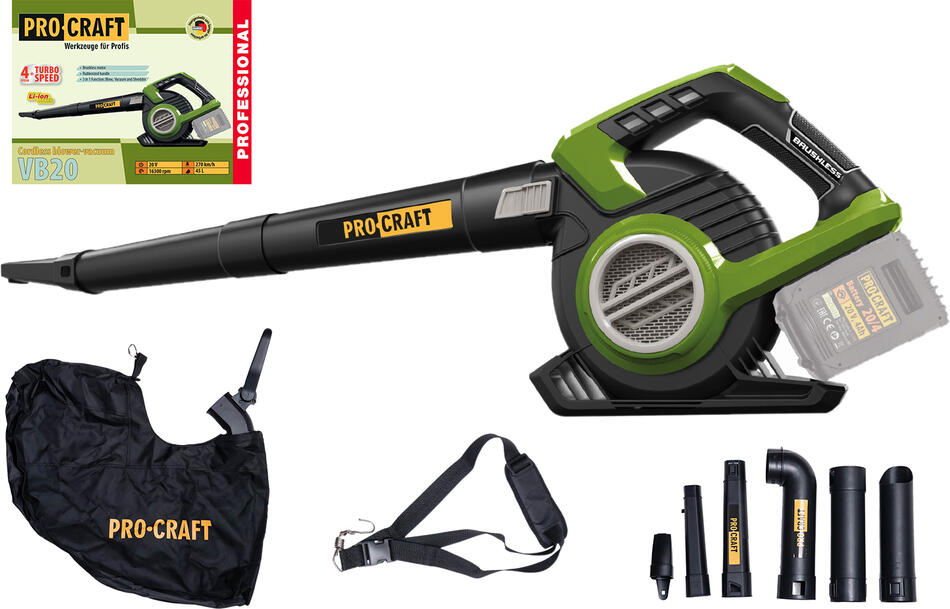 Aku fukar/vysavač listí Procraft VB20 (bez baterie a nabíječky) / VB20