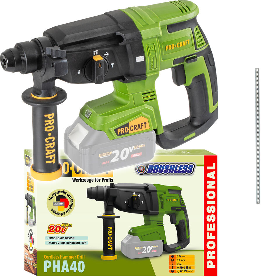 Aku vrtací kladivo Procraft PHA40bb (bez baterie a nabíječky) SDS Plus / PHA40bb