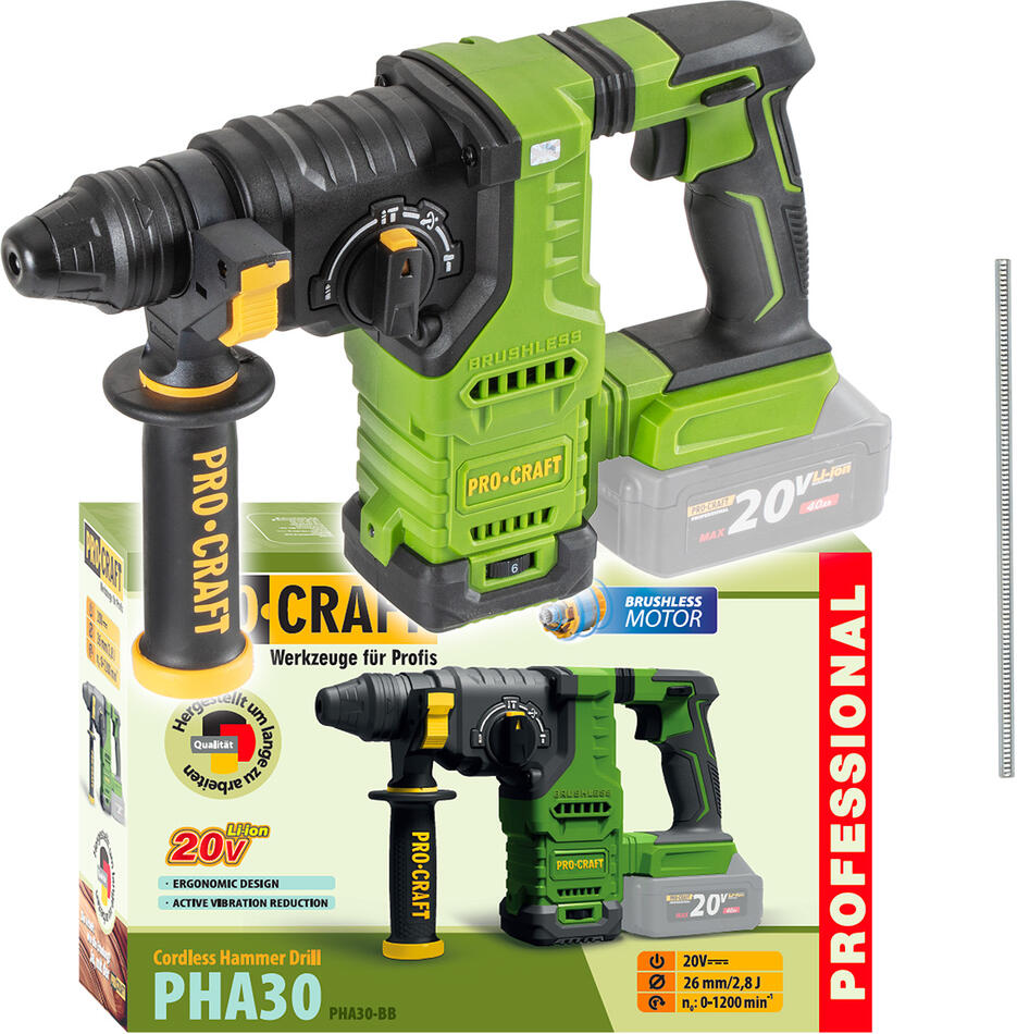 Aku vrtací kladivo Procraft PHA30bb (bez baterie a nabíječky) SDS Plus / PHA30bb