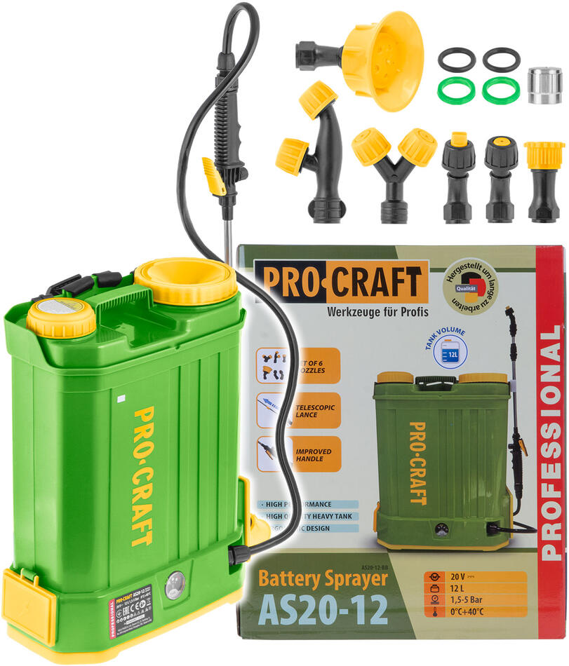AKU postřikovač Procraft AS20-12 (bez baterie a nabíječky) / AS20-12