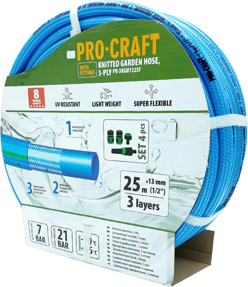 Modrá zahradní hadice Procraft PR-3KGH1325F / PR-3KGH1325F