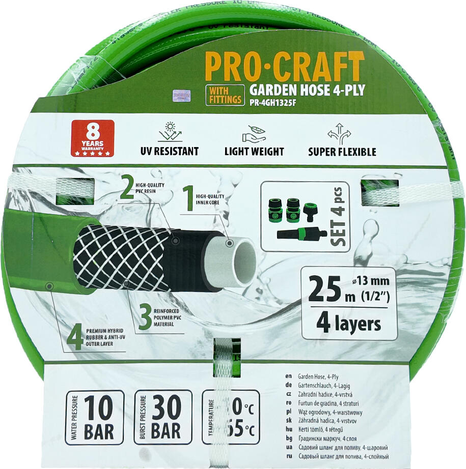 Zelená zahradní hadice Procraft PR-4GH1325F / PR-4GH1325F