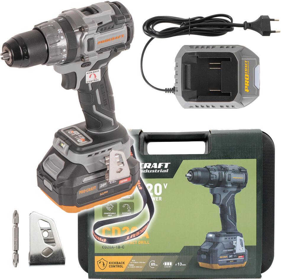 Aku vrtací šroubovák Procraft industrial CD20A / CD20A-1b-c