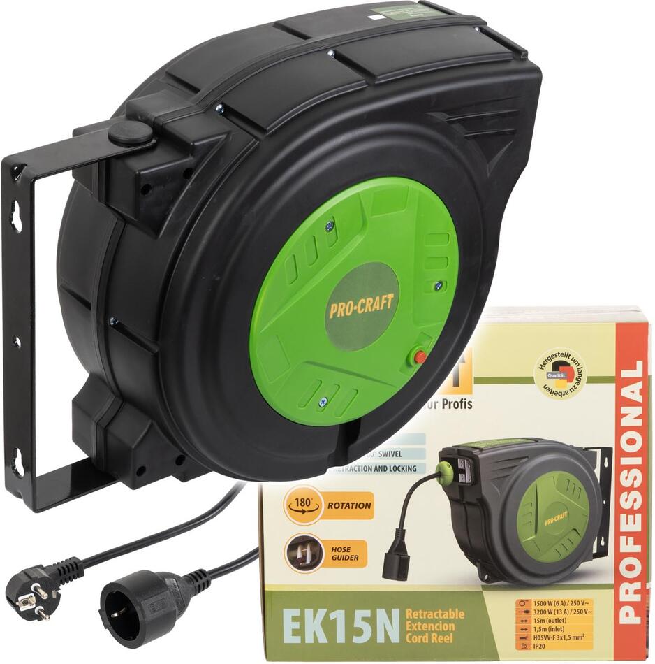 Samonavíjecí prodlužovací kabel, buben Procraft EK15N / EK15N