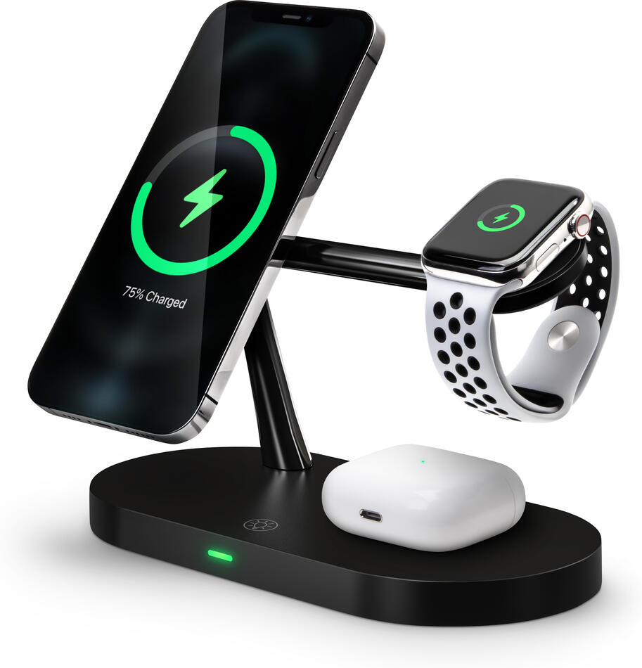 CONNECT IT MultiCharge 5 v 1 MagSafe Wireless Fast Charge bezdrátová nabíječka, ČERNÁ (CWC-9010-BK)