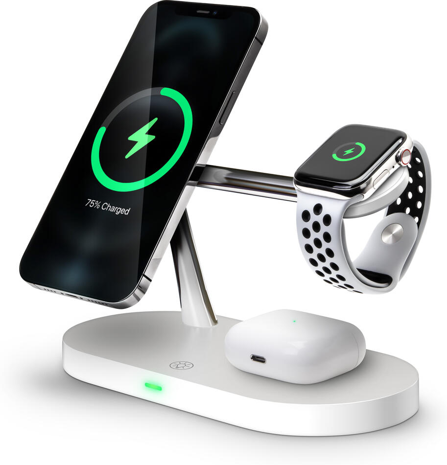 CONNECT IT MultiCharge 5 v 1 MagSafe Wireless Fast Charge bezdrátová nabíječka, BÍLÁ (CWC-9010-WH)