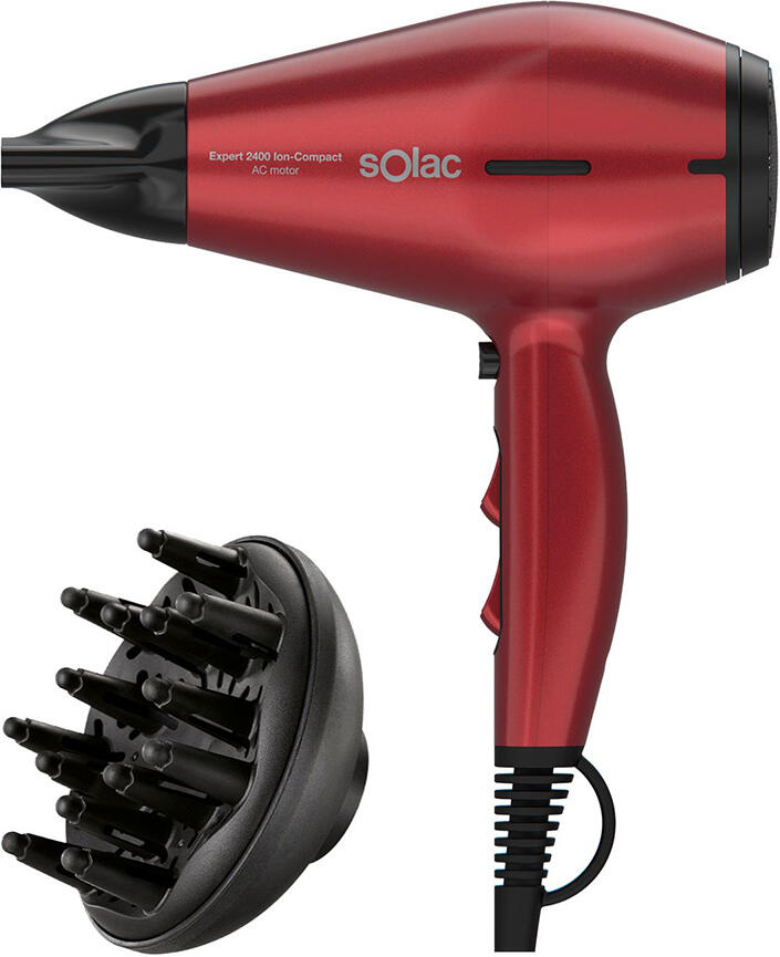 Fén na vlasy Solac, SP7154, AC motor, 3 teploty, 2 rychlosti, studený vzduch, 2400 W