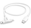 Hama USB-C kabel 2v1: USB-C + Lightning MFi, 1,5 m, bílý