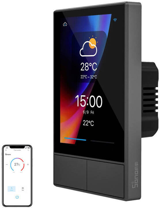 Chytrý WiFi ovládací panel SONOFF NSPanel, černý