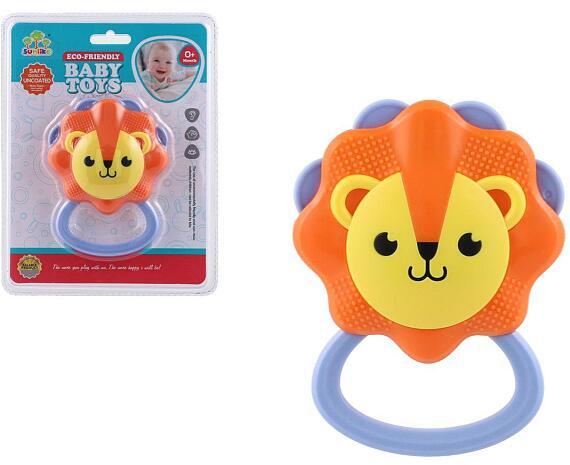 Teddies Chrastítko lev plast 9x11cm na kartě 0m+