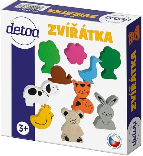 Detoa Sada dřevěných zvířátek 10ks v krabičce 15x15x4cm