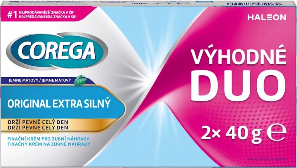 Corega Original fixační krém na umělá chrup extra silný 2 x 40 g