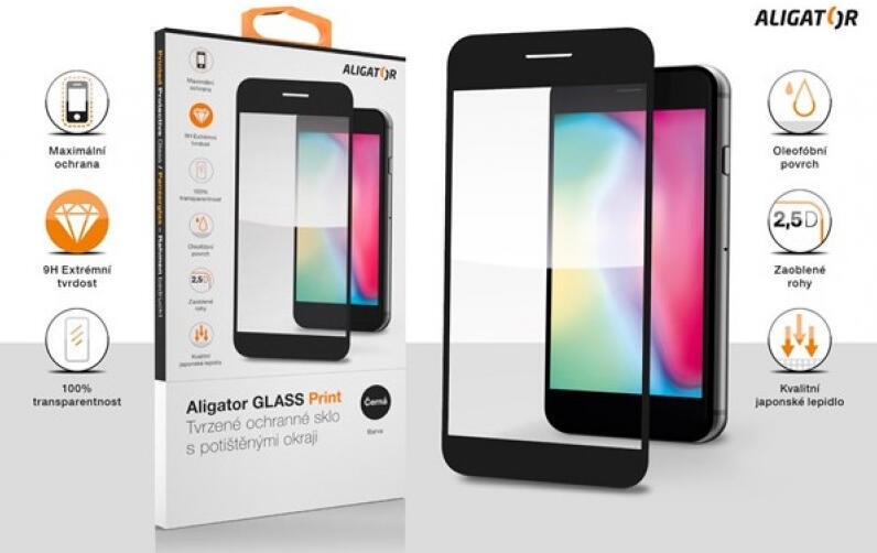 Aligator Ochrana displeje GLASS PRINT iPhone 17 Pro Max černá, celoplošné lepení