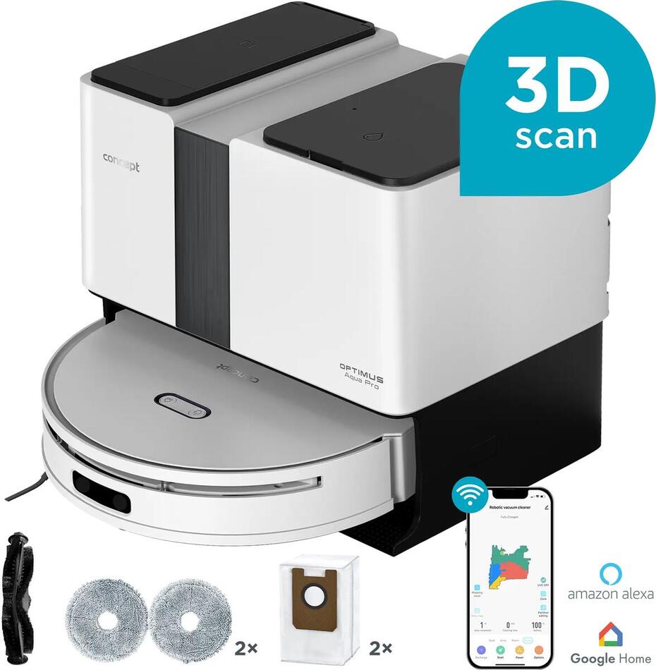 Robotický vysavač s mopem 2v1 Concept OPTIMUS Aqua Pro Laser 3D VR4050