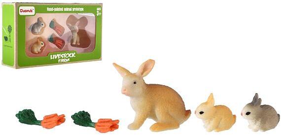 Teddies Králík/Králíček 3ks plast s doplňky v krabičce 16x9,5x4cm