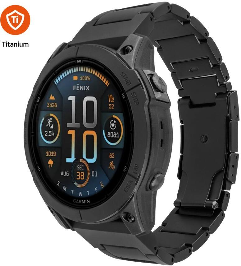 Titanový řemínek FIXED Titanium Strap pro Garmin QuickFit 22mm, černý