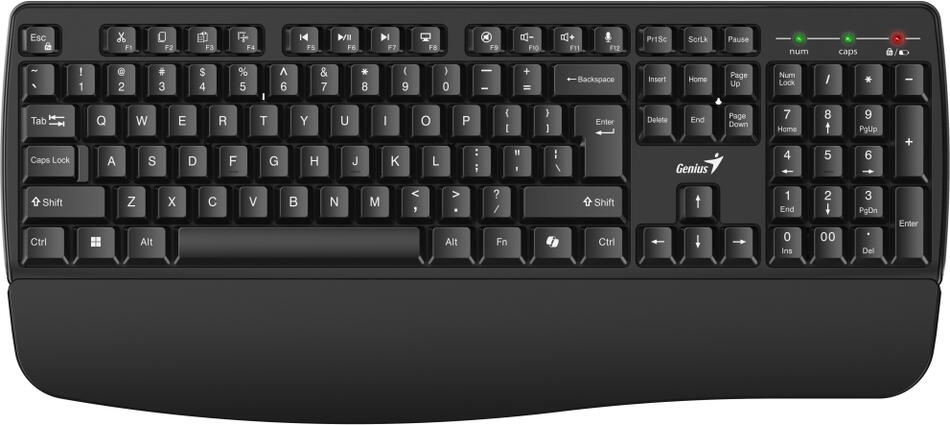 GENIUS KB-7123/ bezdrátová 2,4GHz/ ergo předložka/ Copilot/ mini receiver/ USB/ černá/ CZ+SK layout (31320007403)