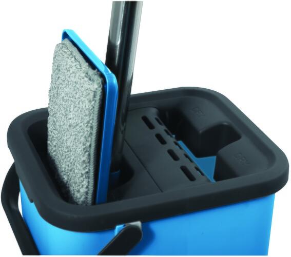 MSV sada mop s kýblem COMPACTO, modrý, se ždímačem, 13 x 16 x 35 až 129 cm