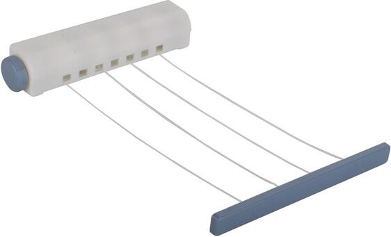 MSV nástěnný sušák, bílo-modrý, plast, 4 šňůry, až 3,6 m, vysouvací