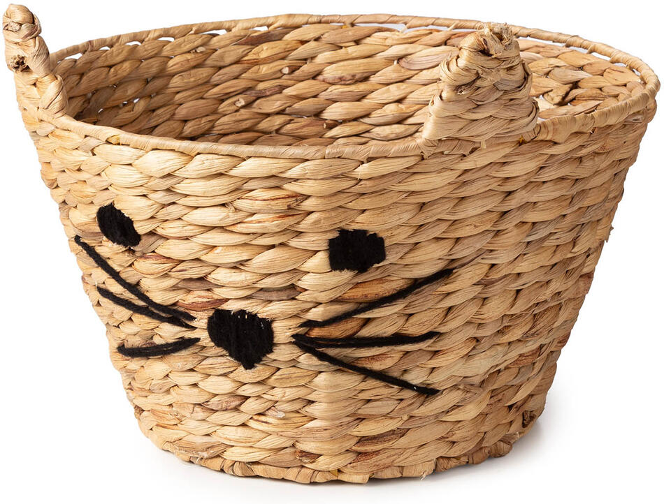Compactor dětský koš na hračky FABBLE M - Kočka, z vodního hyacintu, 35 x 23 x 26 cm