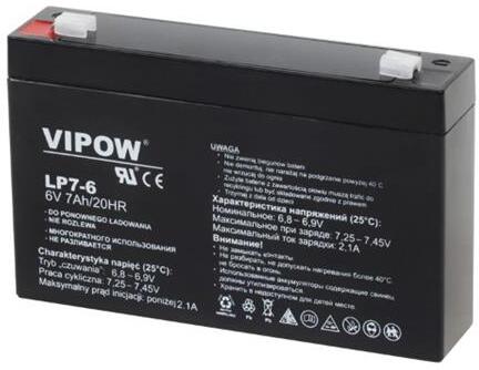 Baterie olověná 6V 7Ah VIPOW BAT0207