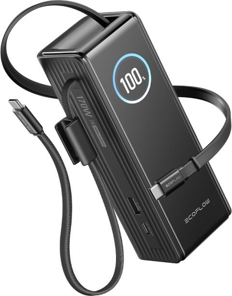 EcoFlow RAPID Power Banka (25000mAh,170W) 2x100W vestavěný USB-C kabel - černá