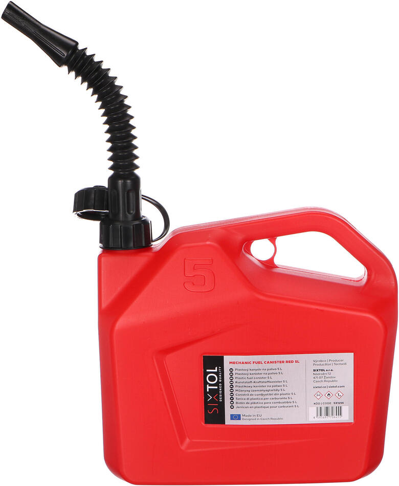 Kanystr plastový MECHANIC FUEL CANISTER RED 5L, červený SIXTOL