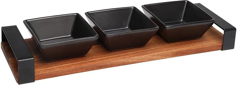 EXCELLENT HOUSEWARE Servírovací misky na akátovém podnose sada 4 ks KO-210001430