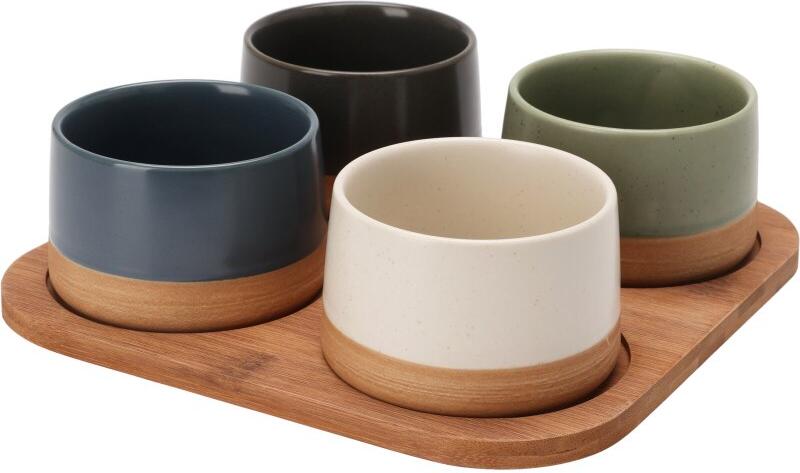 EXCELLENT HOUSEWARE Sada misek na pochutiny servírovací s prkénkem 4 ks KO-210001090