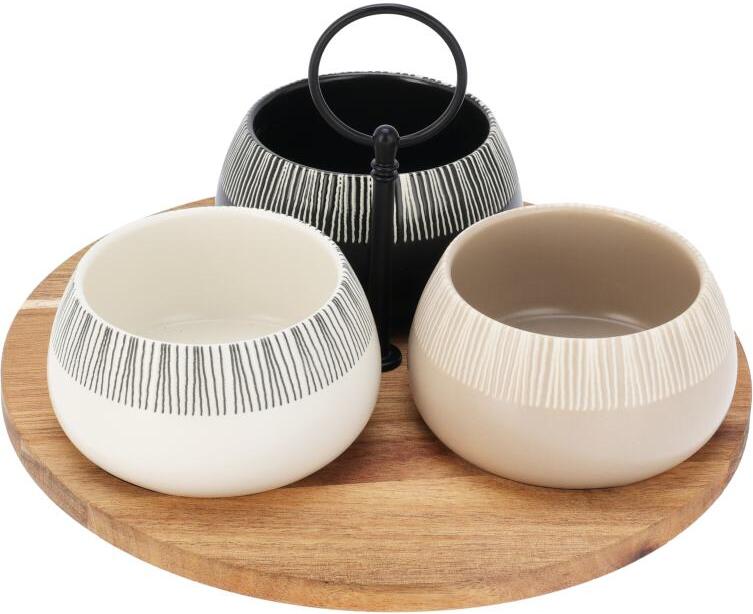 EXCELLENT HOUSEWARE Sada misek na pochutiny servírovací s prkénkem 3 ks KO-210001230