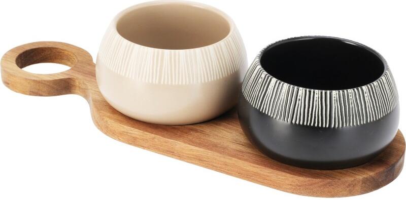 EXCELLENT HOUSEWARE Sada misek na pochutiny servírovací s prkénkem 2 ks KO-210001250