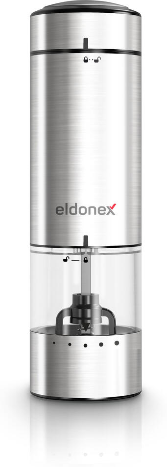 ELDONEX PepperSpin elektrický mlýnek na sůl/pepř, STŘÍBRNÝ